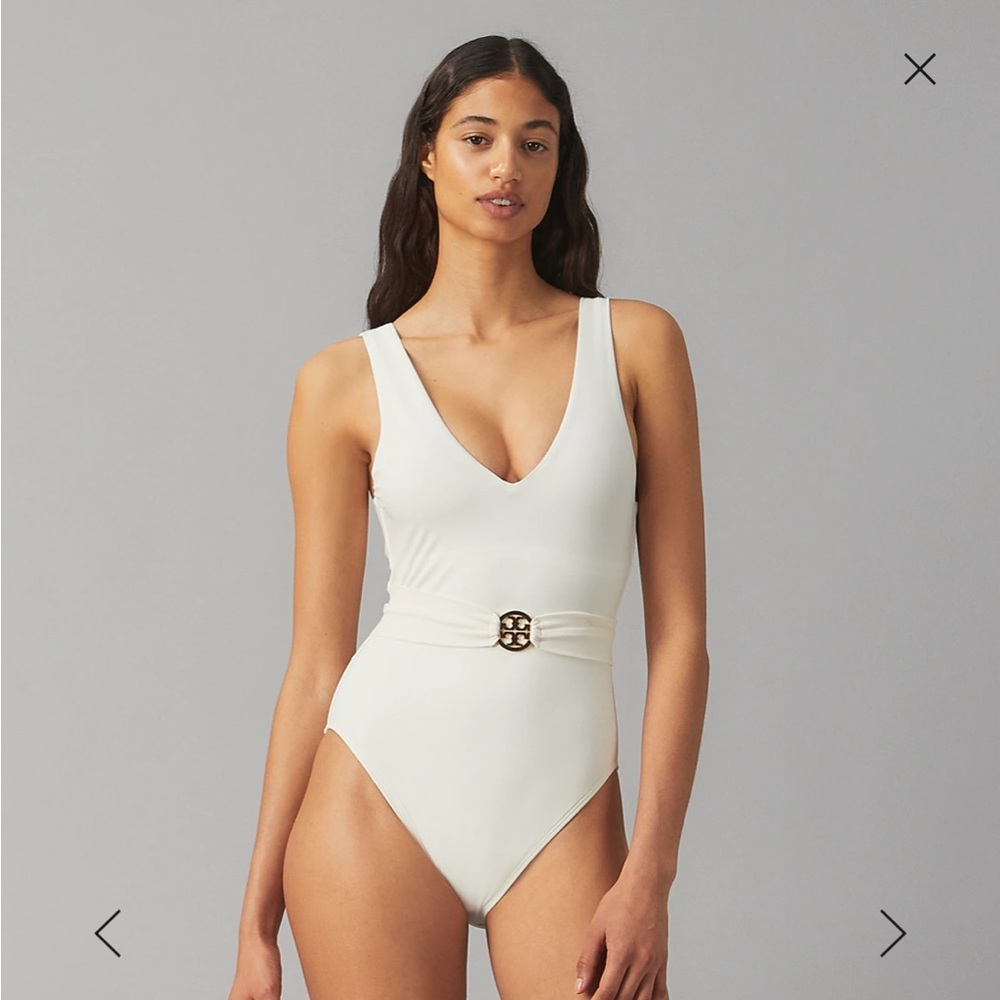 Tory Burch New Ivory Miller Plunge One-Piece size small